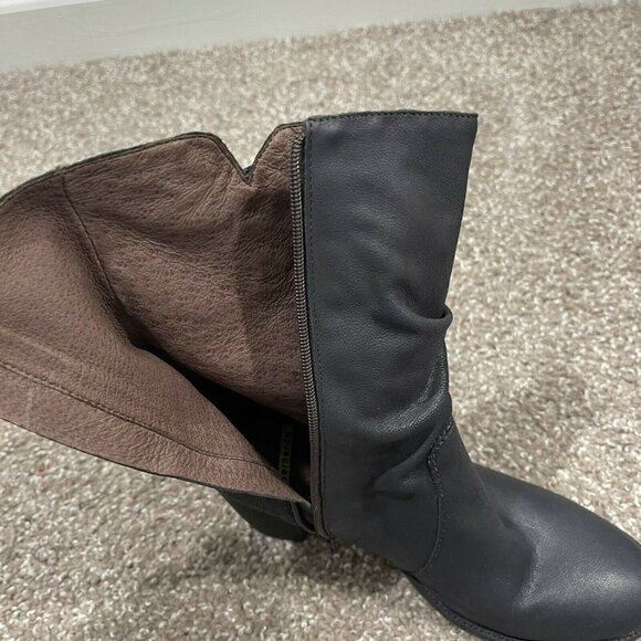 Bernardo Womens Boots Size 6.5 M Dark Gray Leather Zip Side Lace Up Mid Calf - Picture 8 of 9